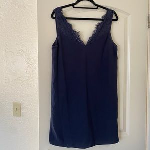 Navy mini dress with lace detail